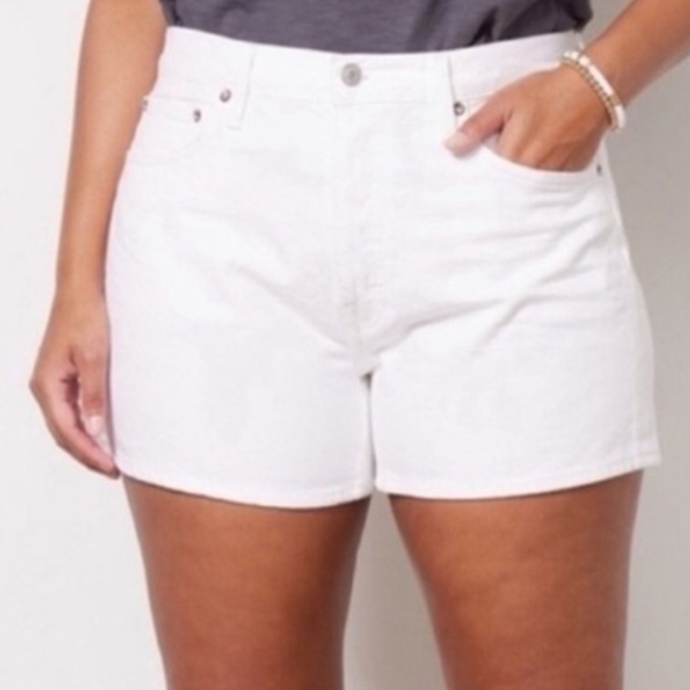 AGOLDE Parker Long Shorts Dough White Denim High Rise Size 33 NWT